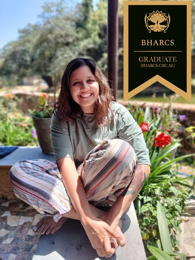 Surabhi Venkatesh seated in a garden